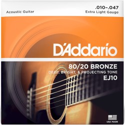 D'Addario EJ10 Phosphor Bronze Acoustic Guitar String Extra Light - 10-47