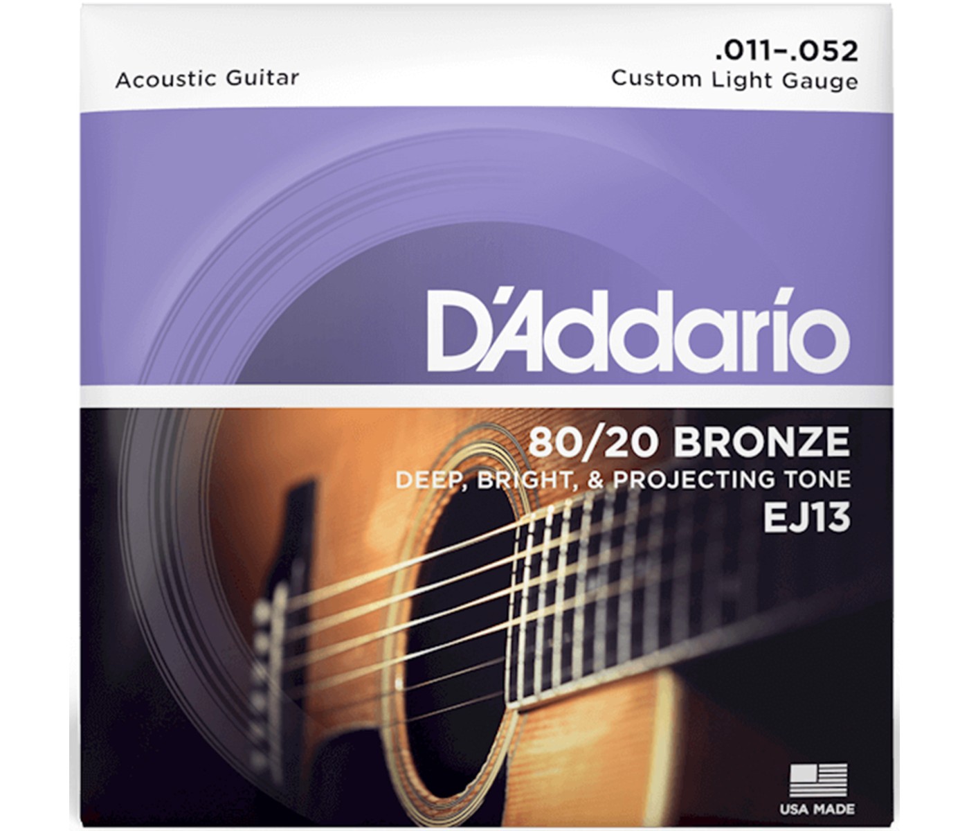 D'Addario EJ13 80/20 Bronze Acoustic Guitar Strings Custom Light - 11-52