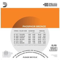 D'Addario EJ15 Phosphor Bronze Acoustic Guitar String Extra Light - 10-47