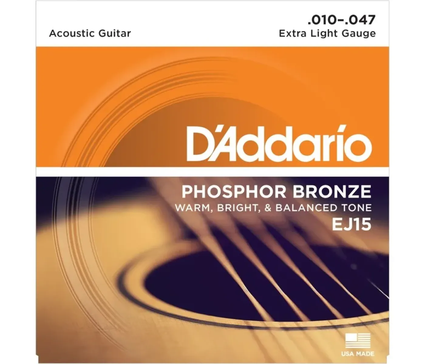 D'Addario EJ15 Phosphor Bronze Acoustic Guitar String Extra Light - 10-47