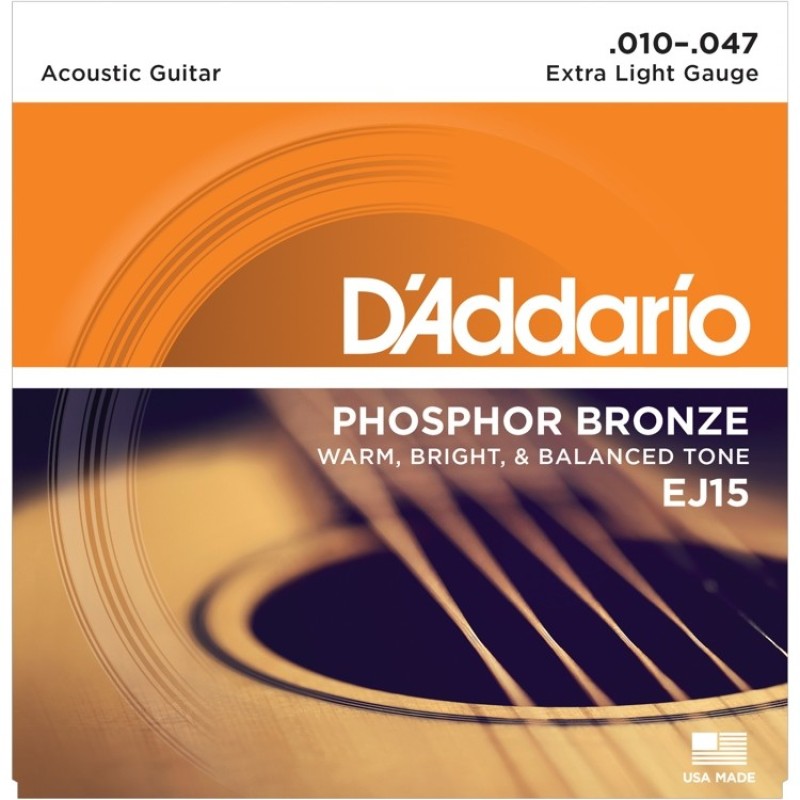 D'Addario EJ15 Phosphor Bronze Acoustic Guitar String Extra Light - 10-47