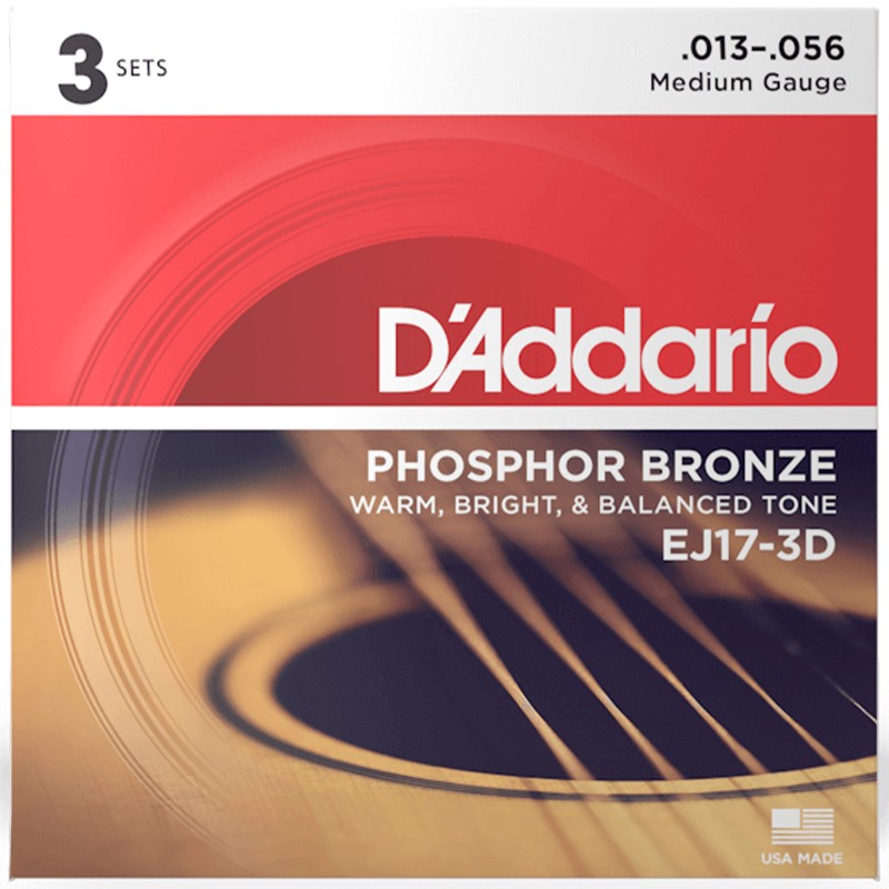 D'Addario EJ17-10P Phosphor Bronze Acoustic Guitar String Medium - 13-56 - 10 Packs