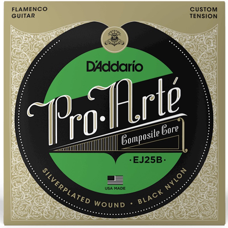 D'Addario EJ25B  Pro-Arte Black Nylon Composite Flamenco Guitar Strings - Black Nylon