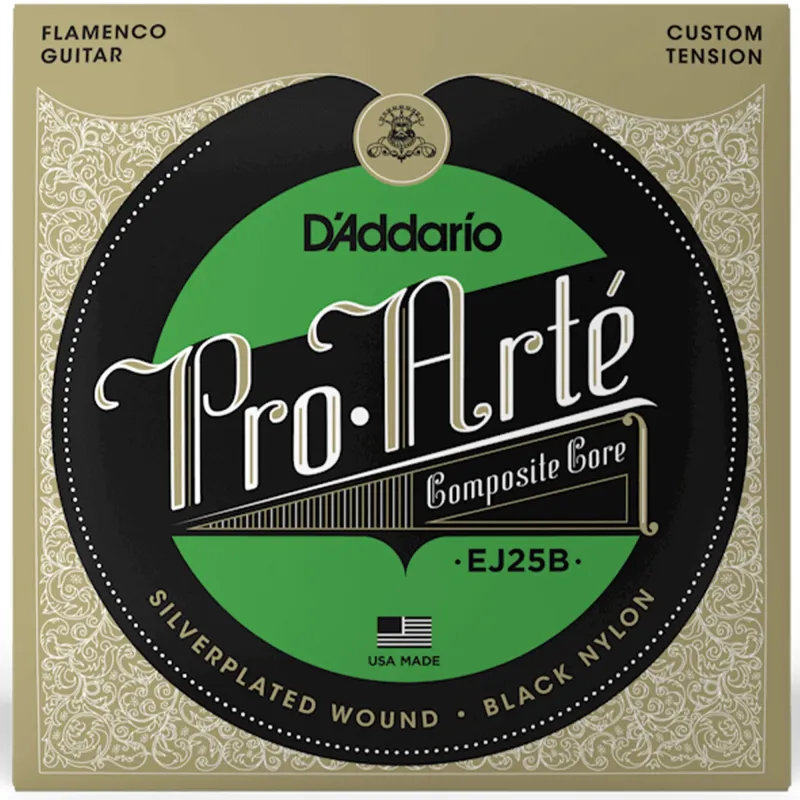 D'Addario EJ25B  Pro-Arte Black Nylon Composite Flamenco Guitar Strings - Black Nylon