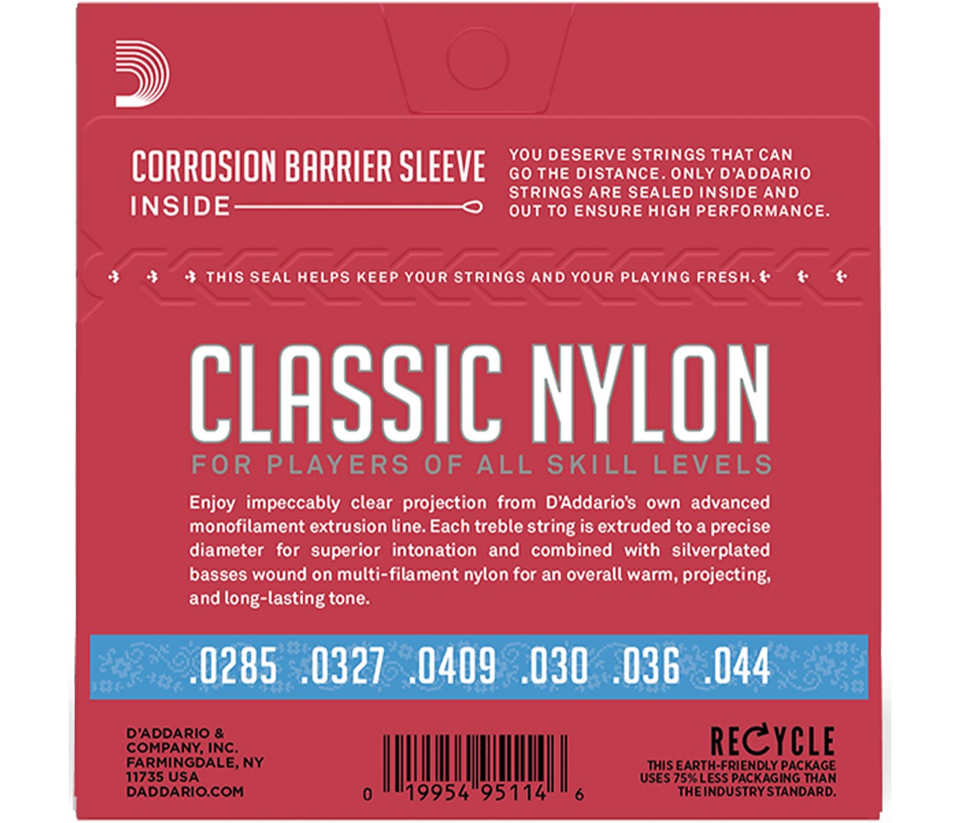D'Addario EJ27H Nylon Student Classical Guitar String - Hard Tension