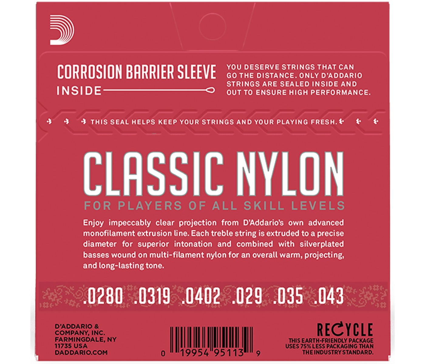 D'Addario EJ27N Nylon Student Classical Guitar String - Normal Tension