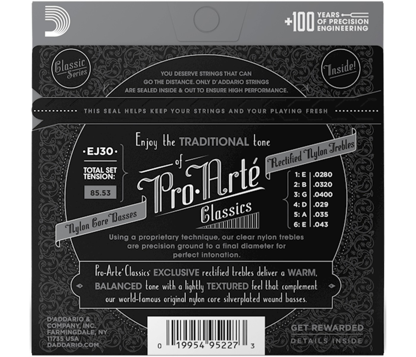 D'Addario EJ30 Pro-Arté Rectified Trebles Classical Guitar Strings - Normal Tension