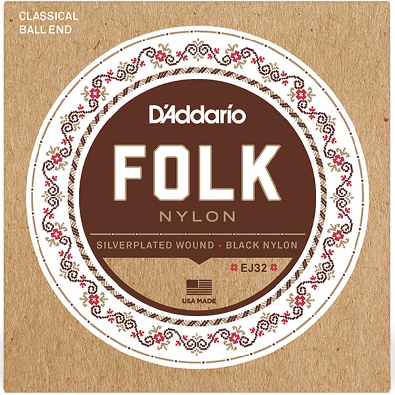 D'Addario EJ32 Normal Tension Ball End Silver- Wound/Clear Nylon Classical Guitar Strings