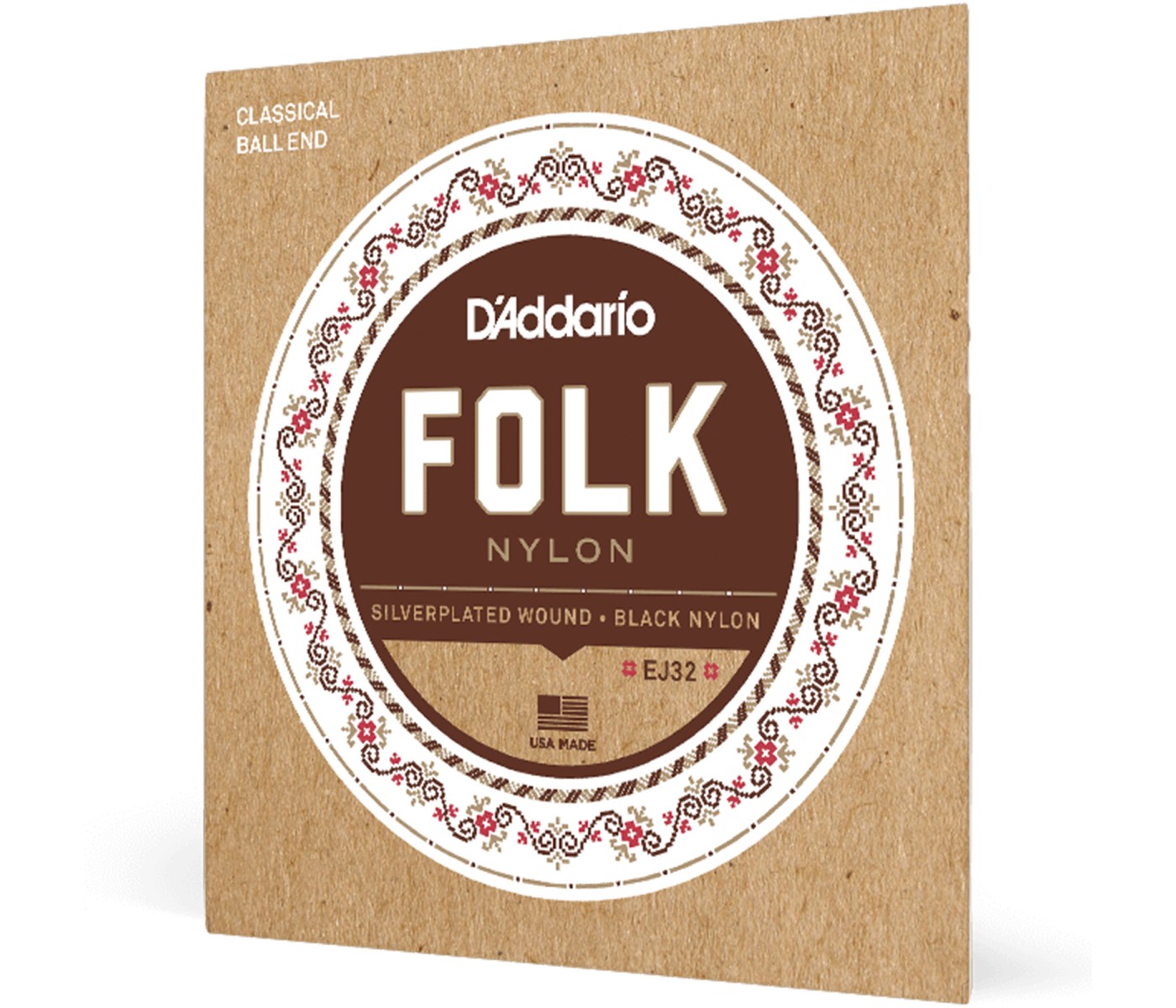 D'Addario EJ32 Normal Tension Ball End Silver- Wound/Clear Nylon Classical Guitar Strings