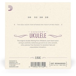 D'Addario EJ53C Hawaiian-Concert Pro-Arte Rectified Ukulele Strings