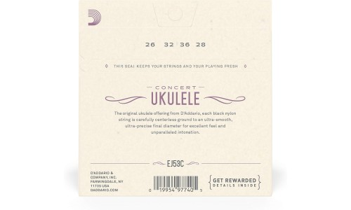 D'Addario EJ53C Hawaiian-Concert Pro-Arte Rectified Ukulele Strings