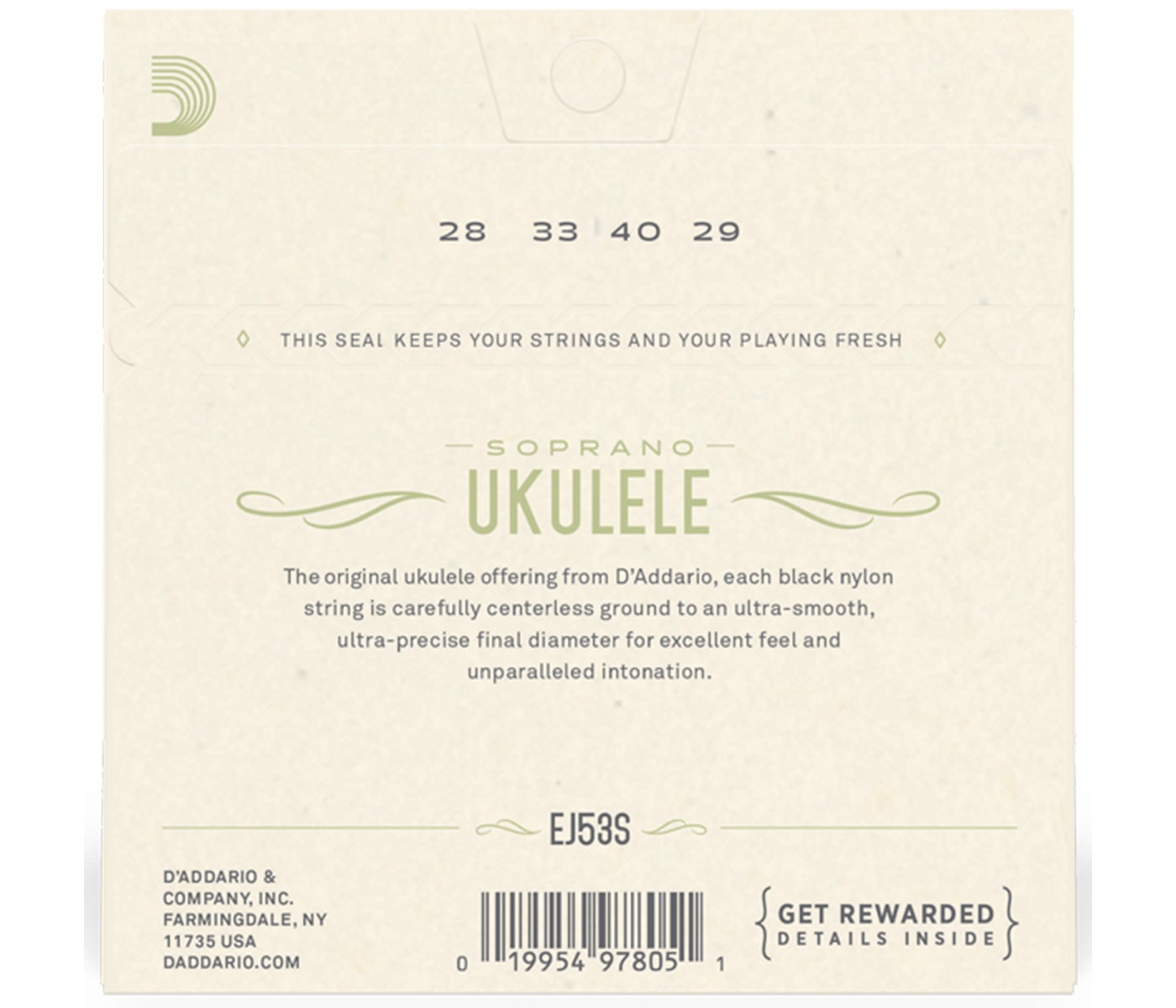 D'Addario EJ53S Pro-Arté Rectified Ukulele - Soprano