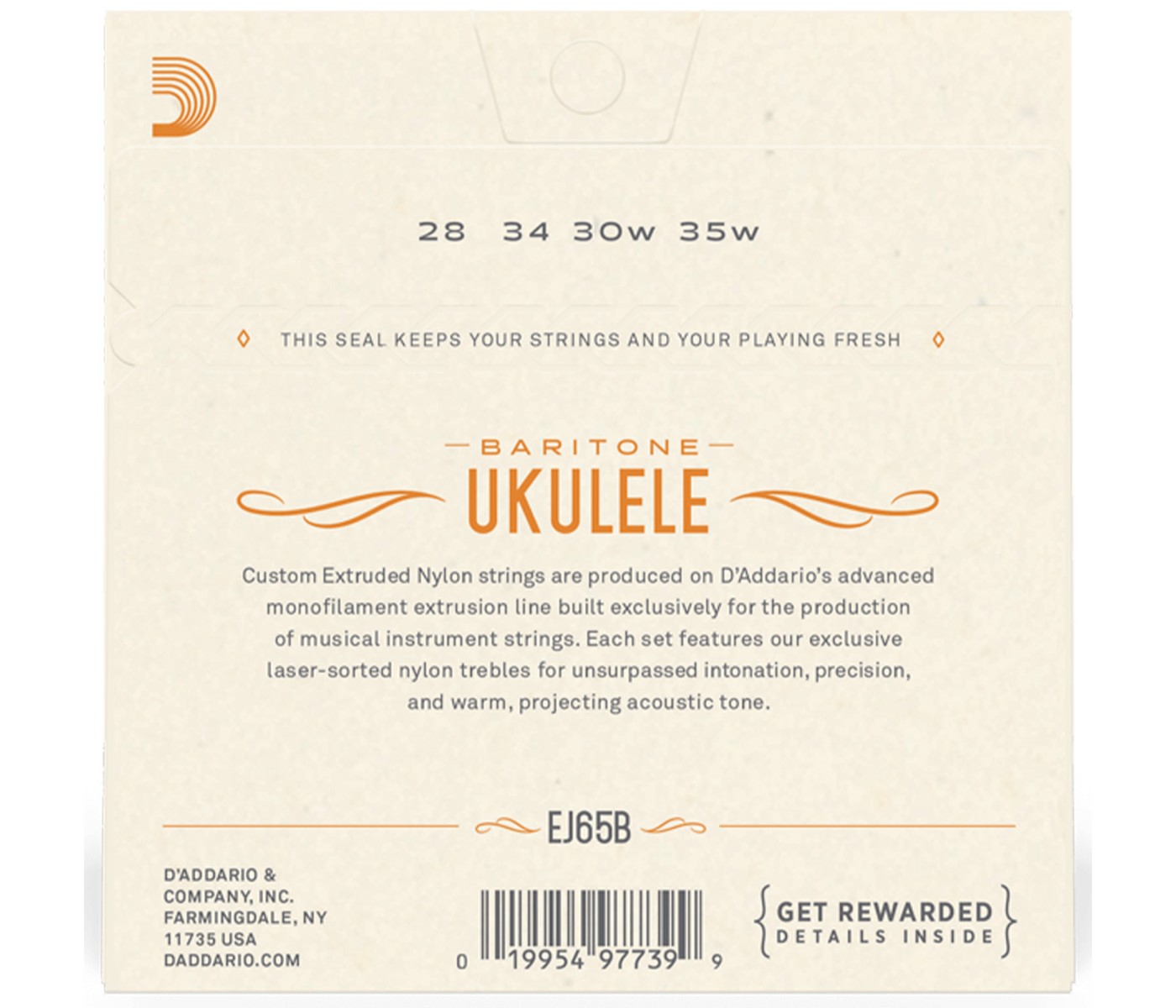 D'Addario EJ65B Pro-Arté Custom Extruded Nylon Ukulele Strings - Baritone