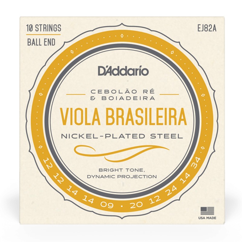 D'Addario EJ82A Viola Brasileira string Cebolão Re and Boiadeira Tunings