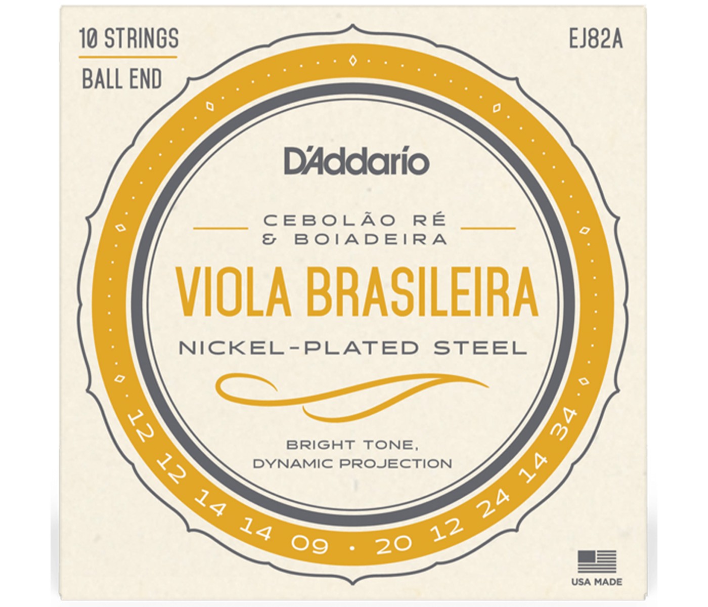 D'Addario EJ82A Viola Brasileira string Cebolão Re and Boiadeira Tunings