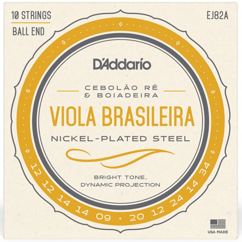 D'Addario EJ82A Viola Brasileira string Cebolão Re and Boiadeira Tunings