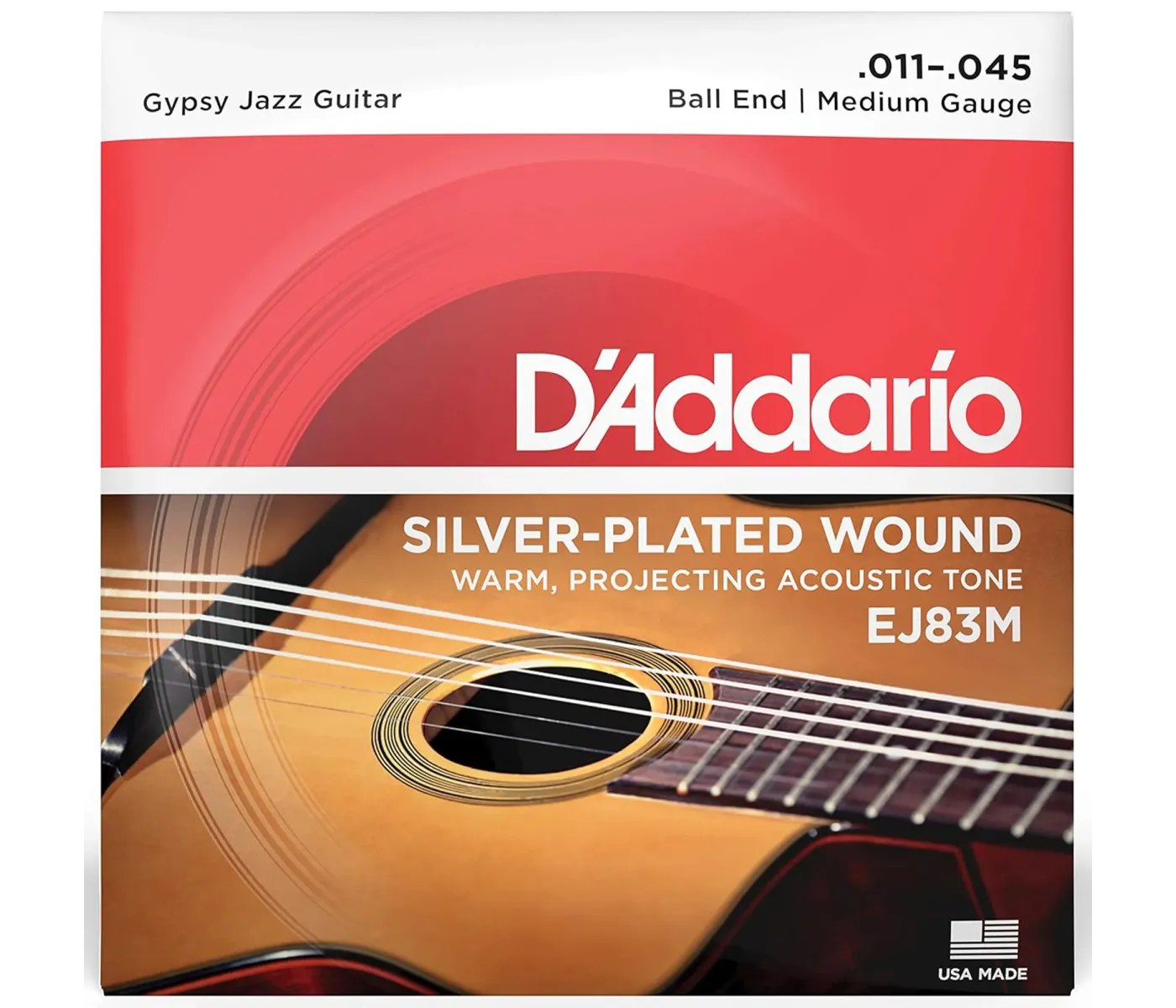D'Addario EJ83M Gypsy Jazz Medium Ball End Acoustic Guitar Strings - 011 - 45 D'Addario EJ83M Gypsy Jazz Medium Ball End Acoustic Guitar Strings - 011 - 45