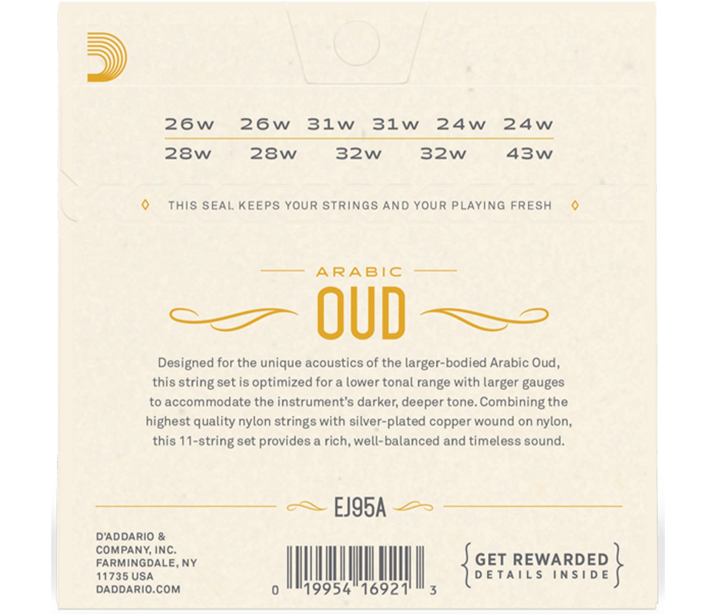 D'Addario EJ95A Arabic Oud Strings 11-String Set - Normal Tension