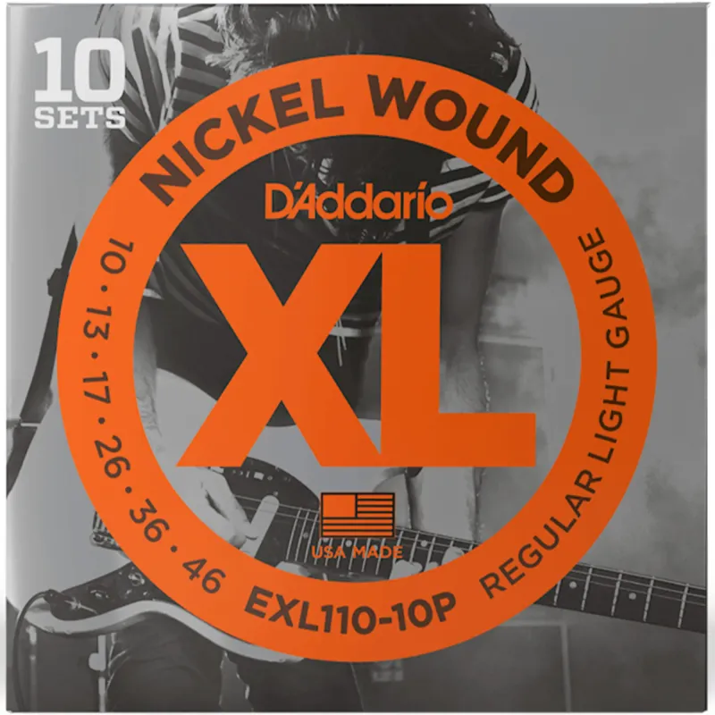 D'Addario EXL110-10P Nickel Wound Electric Guitar String Regular Light - 10-46 - 10 Packs