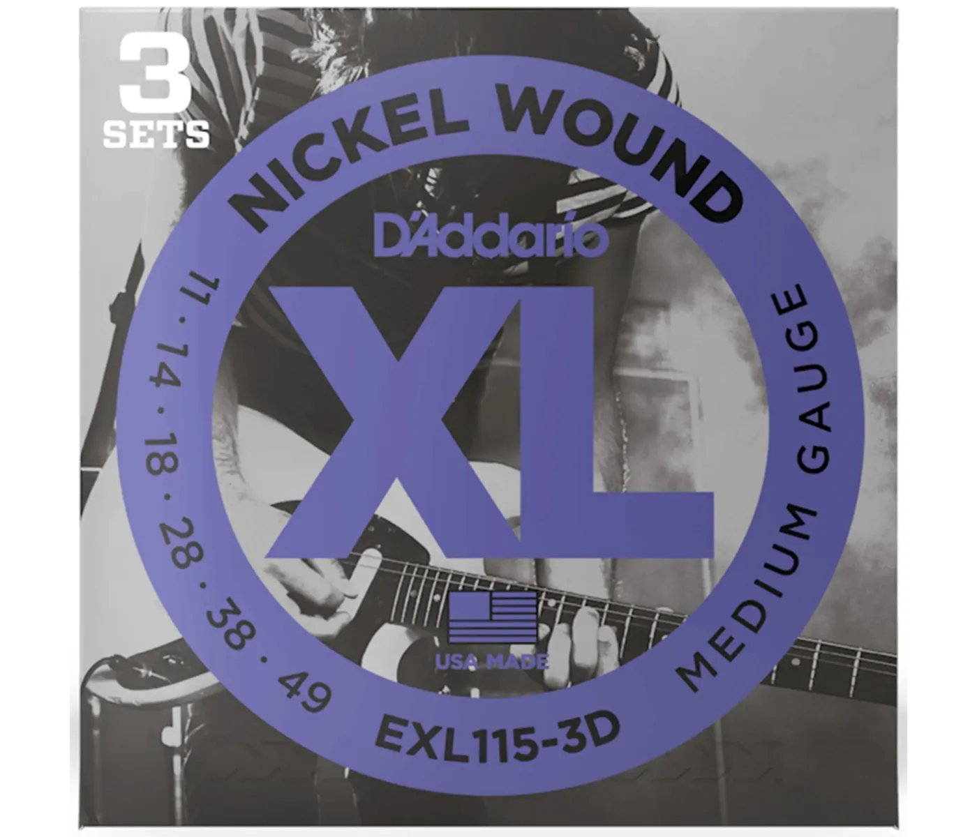 D'Addario EXL115 Nickel Wound Electric Guitar Strings Medium - 11-49