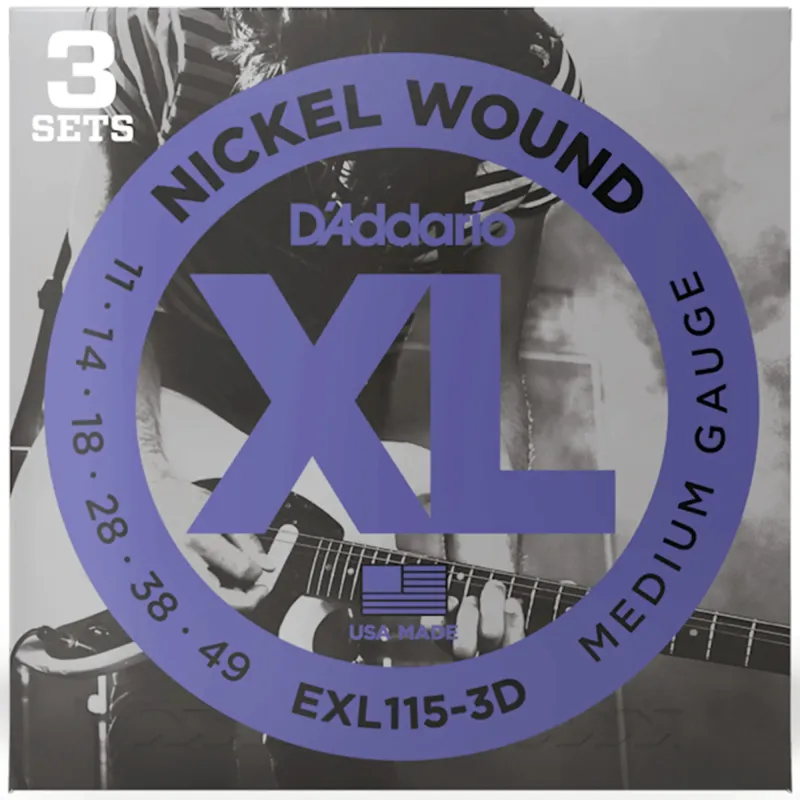 D'Addario EXL115 Nickel Wound Electric Guitar Strings Medium - 11-49