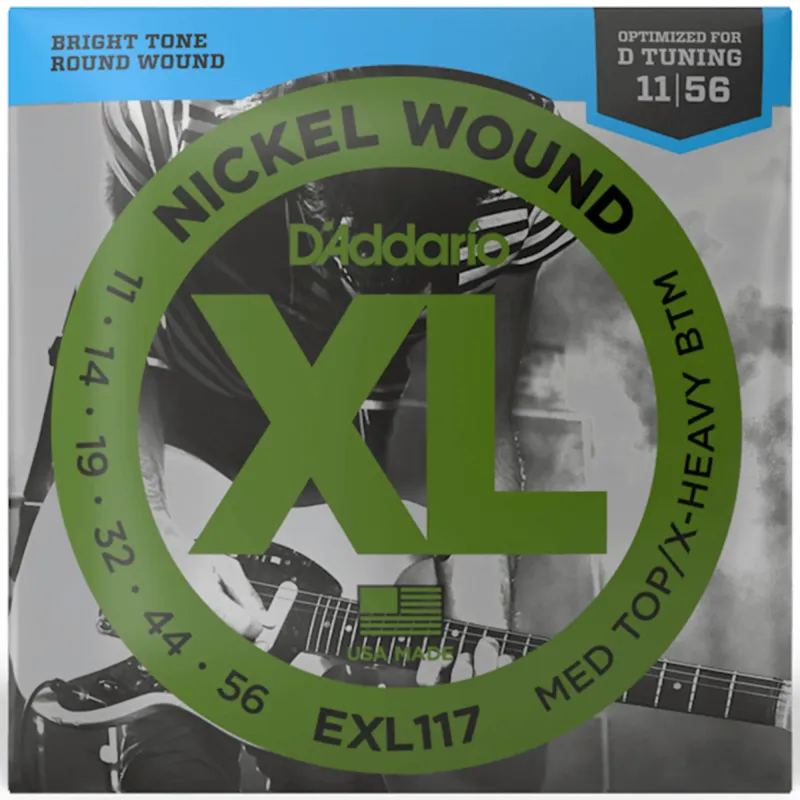 D'Addario EXL117 Nickel Wound Electric String Medium Top/Extra-Heavy Bottom - 11-56