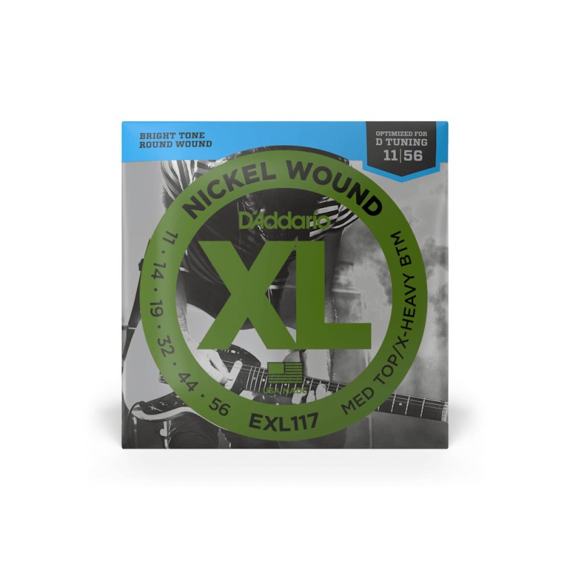 D'Addario EXL117 Nickel Wound Electric String Medium Top/Extra-Heavy Bottom - 11-56
