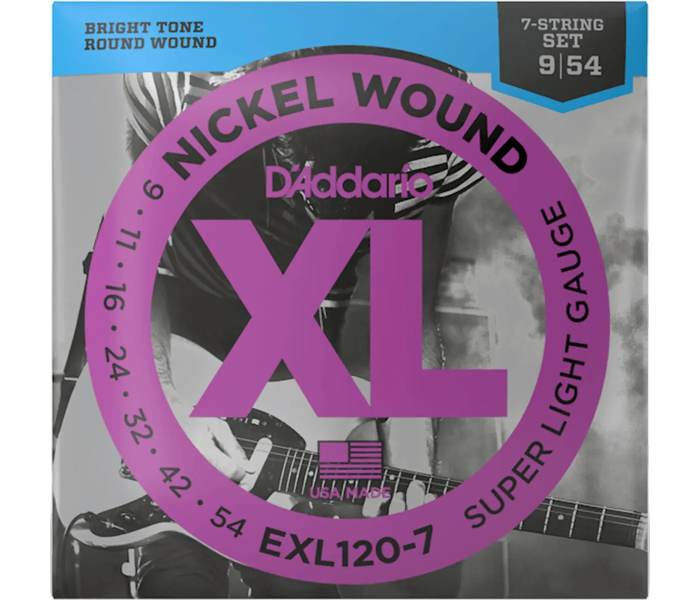 D'Addario EXL120-7 Nickel Wound Electric Guitar 7-String Super Light - 09-54