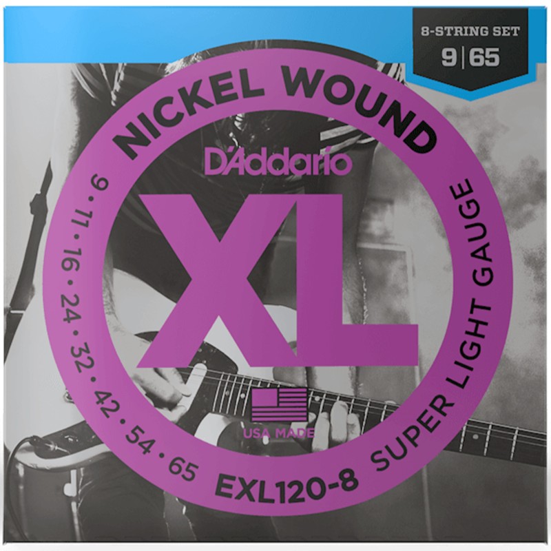 D'Addario EXL120-8 Nickel Wound Electric Guitar 8-String Super Light - 09-65