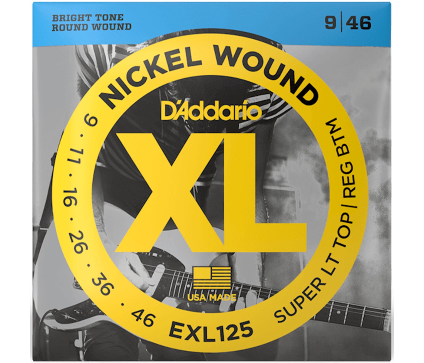 D'Addario EXL125 Nickel Wound Super Light Top/Regular Bottom Electric Guitar Strings - 09- 46