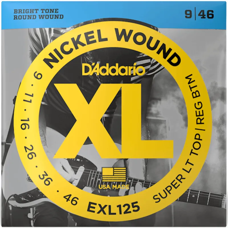 D'Addario EXL125 Nickel Wound Super Light Top/Regular Bottom Electric Guitar Strings - 09- 46