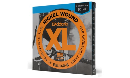 D'Addario EXL140-8 Nickel Wound Electric 8-String Light Top/Heavy Bottom - 10-74