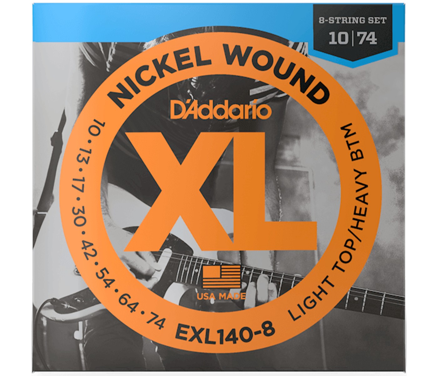 D'Addario EXL140-8 Nickel Wound Electric 8-String Light Top/Heavy Bottom - 10-74