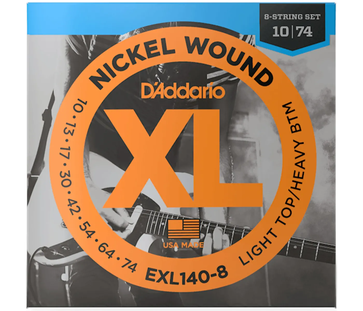 D'Addario EXL140-8 Nickel Wound Electric 8-String Light Top/Heavy Bottom - 10-74