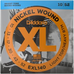 D'Addario EXL140 Nickel Wound Light Top/Heavy Bottom Electric Guitar -10-52