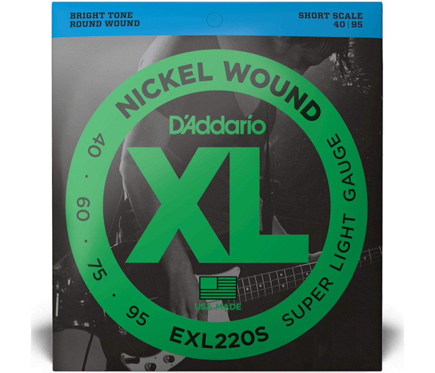 D'Addario EXL220S Nickel Wound Short Scale Bass 4-String Super Light - 40-95 D'Addario EXL220S Nickel Wound Short Scale Bass 4-String Super Light - 40-95