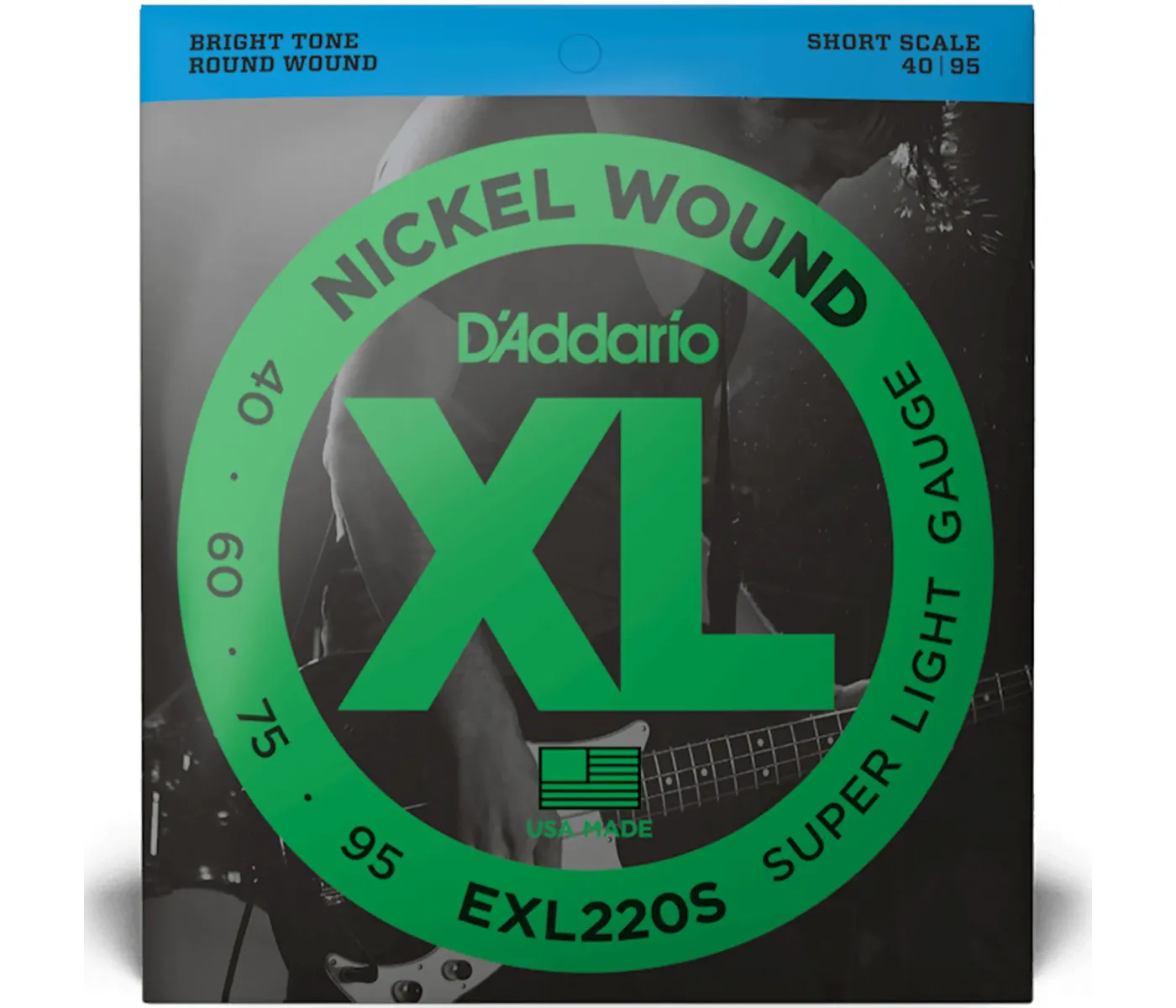 D'Addario EXL220S Nickel Wound Short Scale Bass 4-String Super Light - 40-95