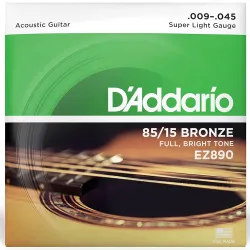 D'Addario Bronze Acoustic Guitar String Super Light  Guage - .009 - .045