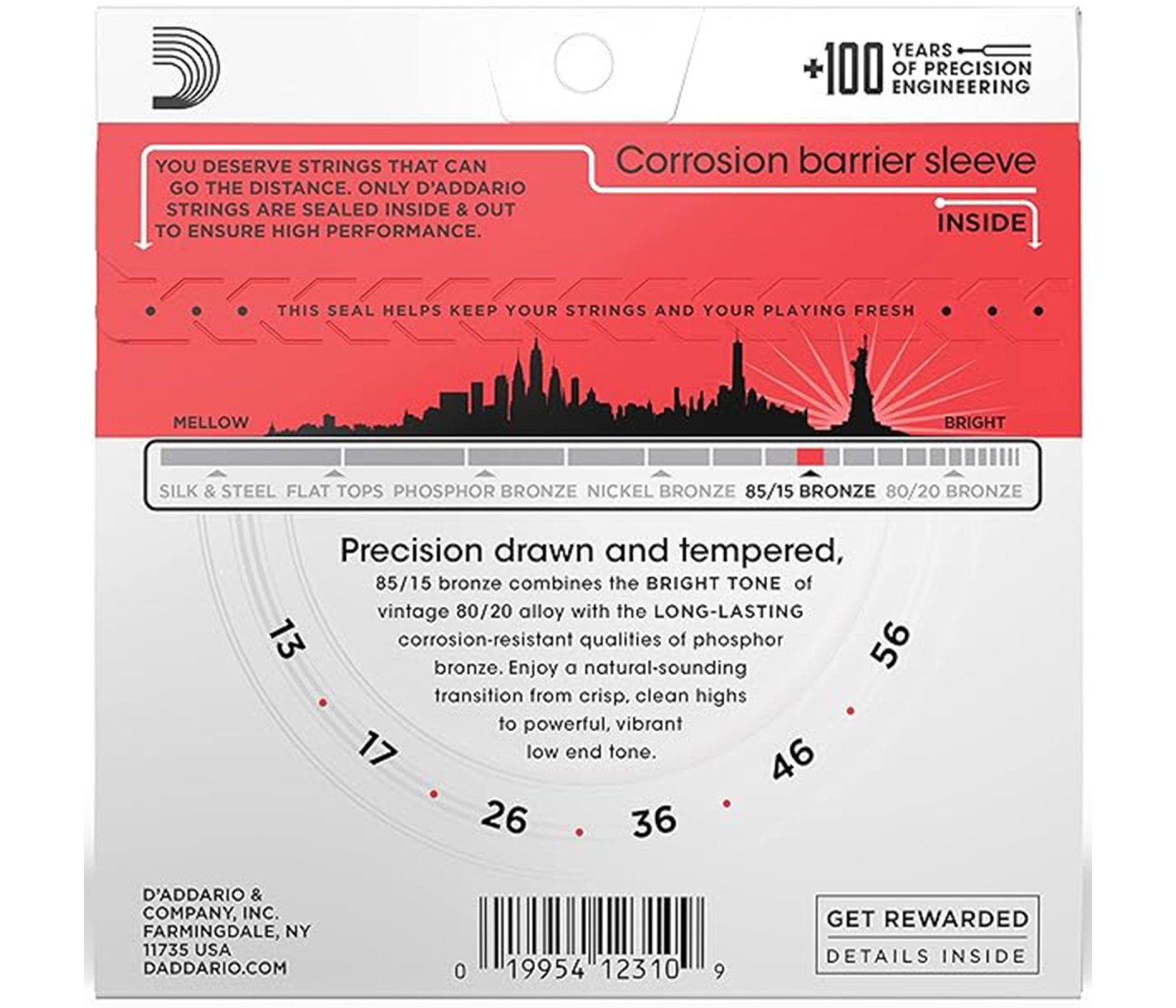 D'Addario EZ930 Phosphor Bronze Acoustic Guitar String Medium Gauge - 013 - 056