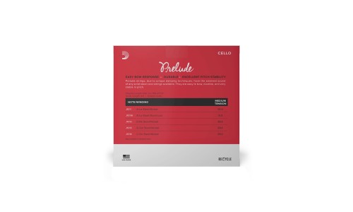 D'Addario J1010 4/4M Prelude Cello String Set - 4/4 Scale - Medium Tension