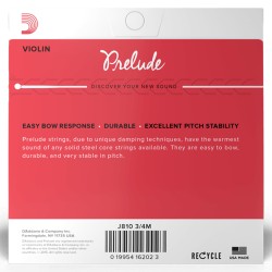 D'Addario J810 3/4M Prelude Violin String - 3/4 Scale - Medium Tension