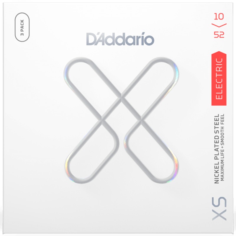 D'Addario XSE1052 XS Nickel Coated Electric Guitar String Light Top Heavy Bottom - 10-52 - 3 Pack
