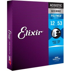 Elixir Strings 11050 80/20 Bronze Acoustic Guitar Strings Polyweb Light - .012-.053