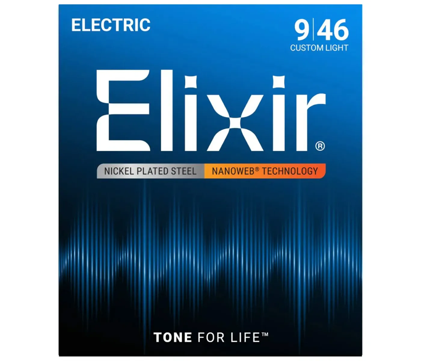 Elixir Strings 12027 Electric Guitar Strings Nanoweb Custom Light - .009-.046 Elixir Strings 12027 Electric Guitar Strings Nanoweb Custom Light - .009-.046