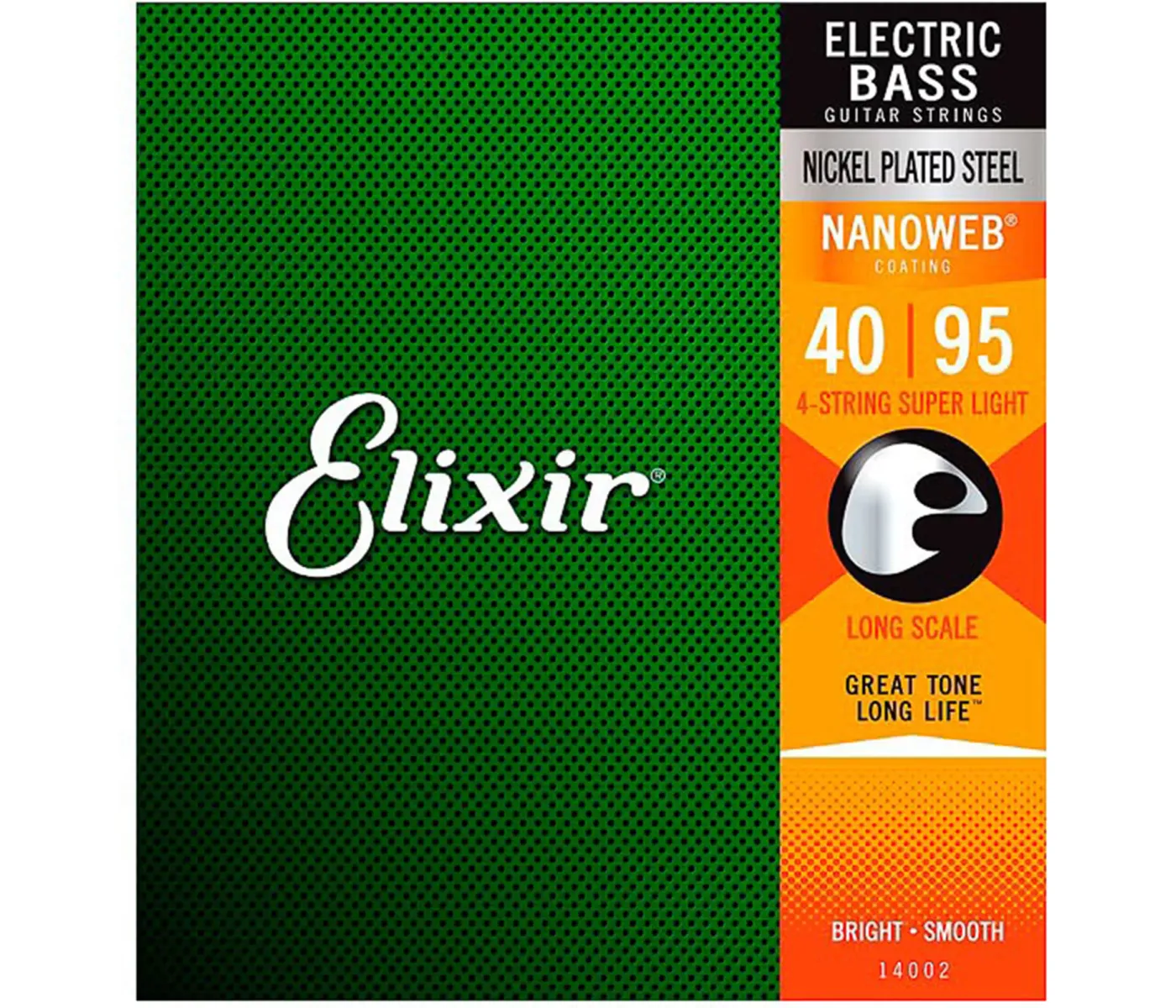 Elixir Strings 14002 Electric Bass Guitar Long Scale 4-String Nanoweb Super Light - .040-.095
