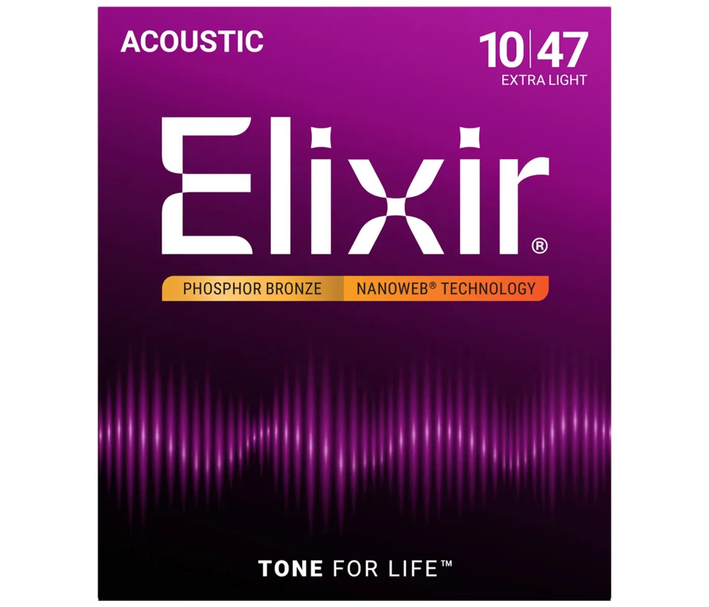 Elixir Strings 16002 Nanoweb Phosphor Bronze Acoustic Guitar Strings - .010-.047