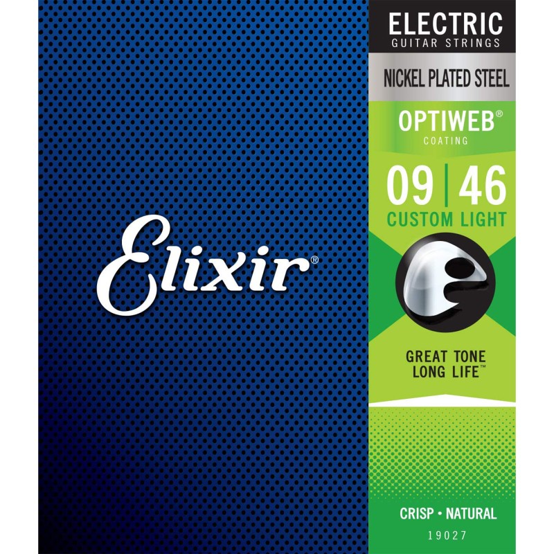 Elixir Strings 19027 Electric Guitar Strings Optiweb Custom Light - .009-.046