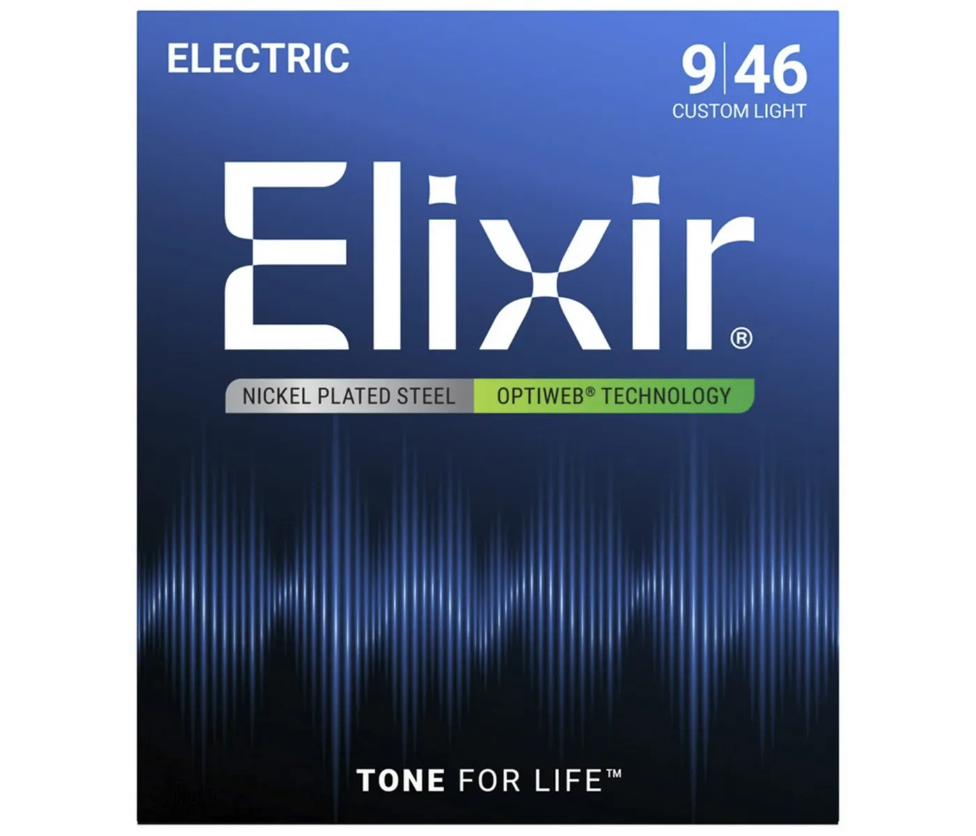 Elixir Strings 19027 Electric Guitar Strings Optiweb Custom Light - .009-.046