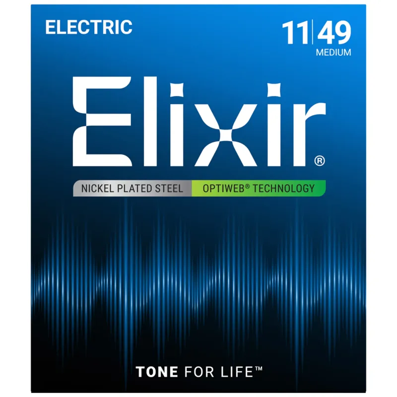 Elixir Strings 19102 Electric Guitar Strings Optiweb Medium - .011-.049