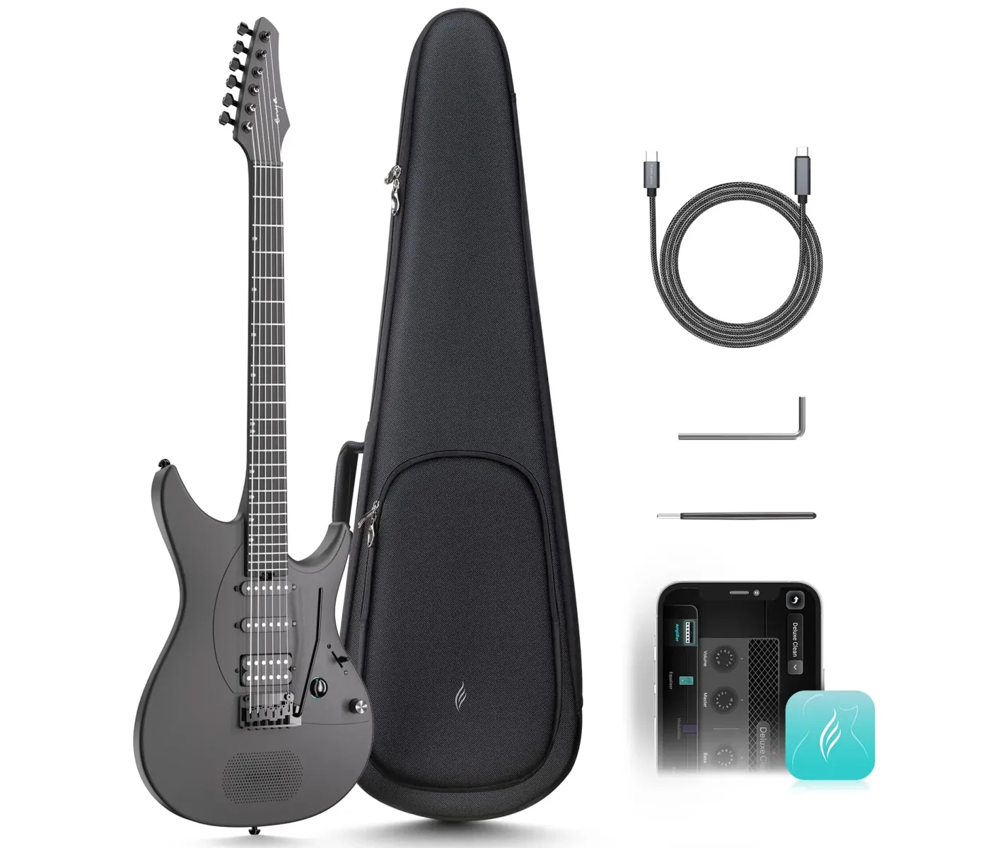 Enya Inspire Black Smart Electric Guitar - Black